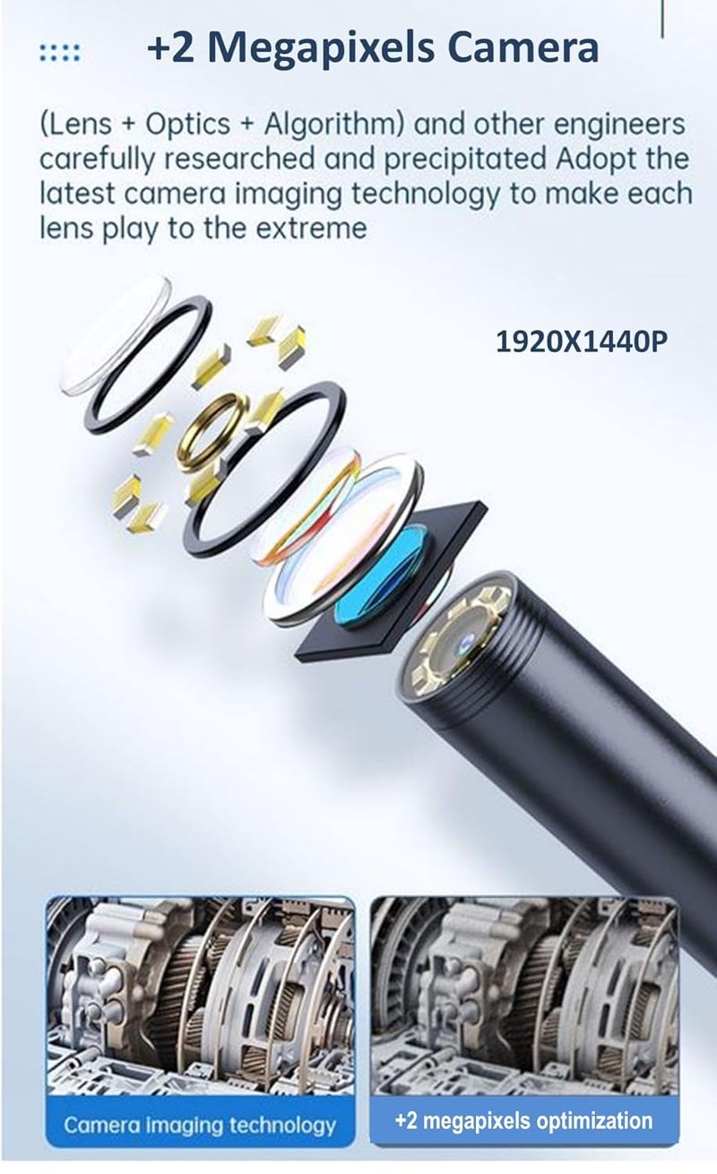 KEEMIKA 1920P HD 9.8FT Endoscope with Light, Borescope with 8 Adjustable LED Lights, USB Type C, Inspection Camera with Semi-Rigid Snake Cable for Android and iOS Smartphones, iPhone, iPad. - Image 3